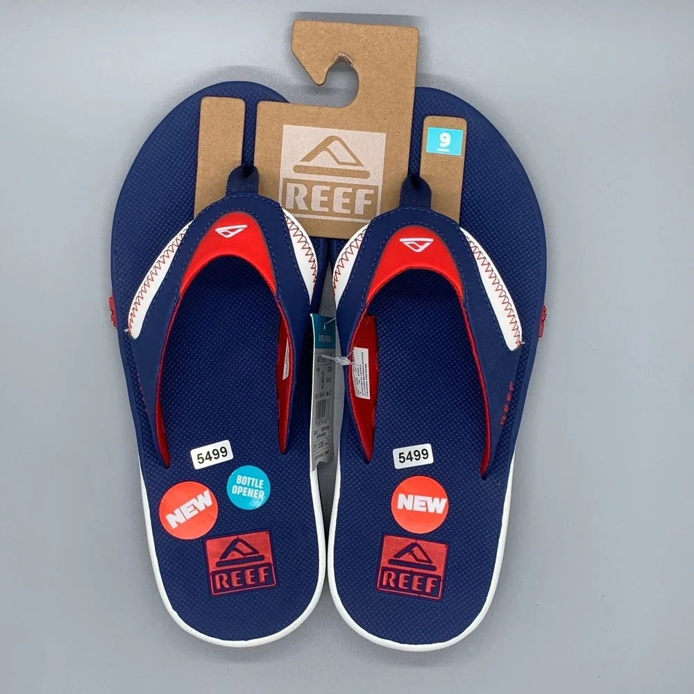 Reef Fanning Pregame Navy Red White Flip Flops CI9038 Men's Sz 9